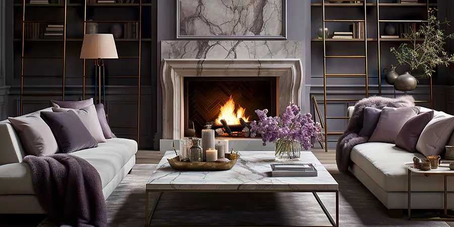 Modern Tile and Stone Fireplace Design Old Bridge