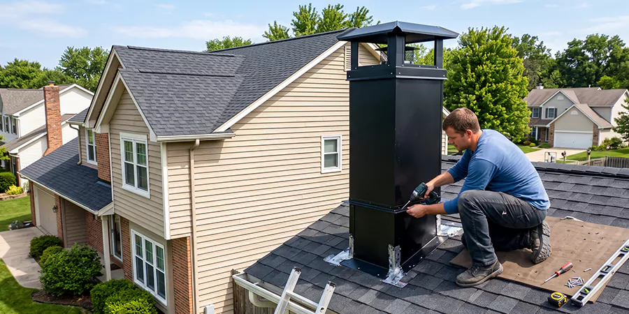 Prefab Chimney Chase Installation Old Bridge
